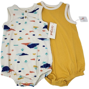 Cat &‎ Jack Baby Bodysuit Sleeveless Beach White Orange 2Pc 12/18 Set New